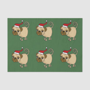 Funny Pug in Santa Hat Christmas Tissue Paper