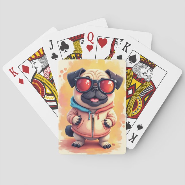 Funny Pug Kawaii Dog Poker Cards (Back)