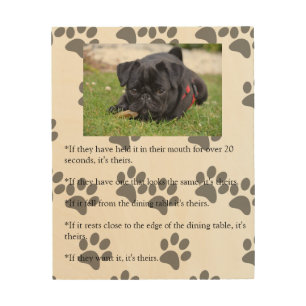 Funny Pug Laws of Posession black Pug Wood Wall Art