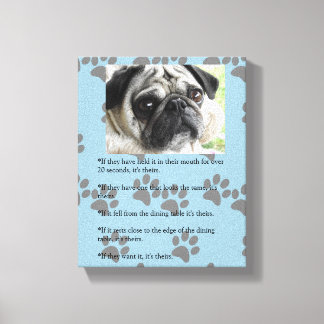 Funny PUG Laws of Posession white Pug Canvas Print