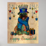 Funny Pug Menorah Hat Christmas Happy Hanukkah Jew Poster<br><div class="desc">Be faithful to your own taste,  because nothing you really like is ever out of style.</div>