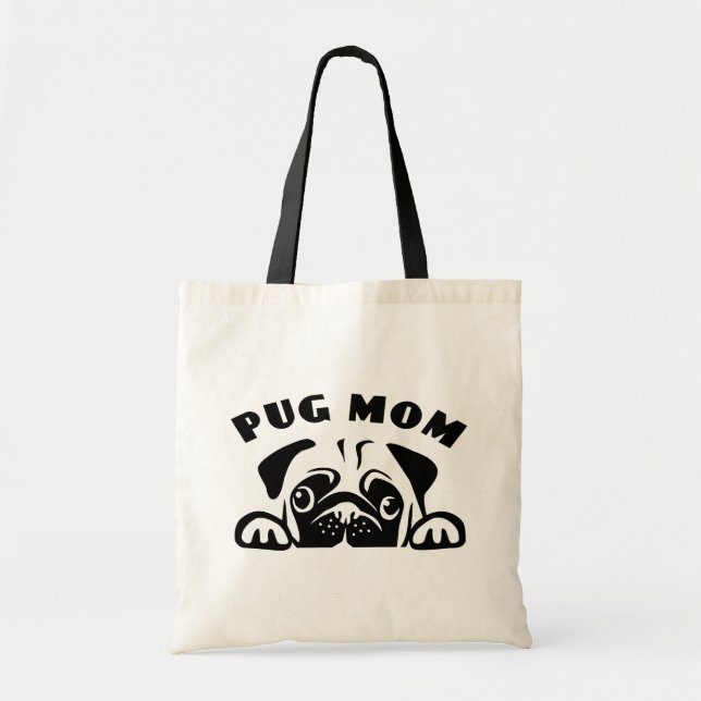 Funny Pug  Mom Cute Puppy Dog Cartoon Dogs Pup Tote Bag (Front)