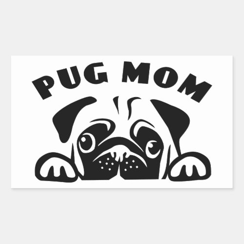 Funny Pug Mom Cute Puppy Dog Cartoon Puppies Pup Rectangular Sticker