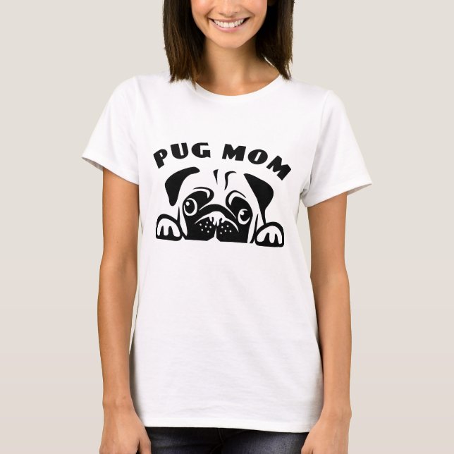 Funny Pug Mom Cute Puppy Dog Cartoon Puppies Pup T-Shirt (Front)
