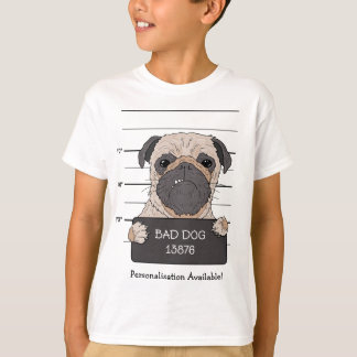 Funny Pug Mugshot  T-Shirt