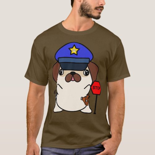 Funny Pug Policeman T_Shirt