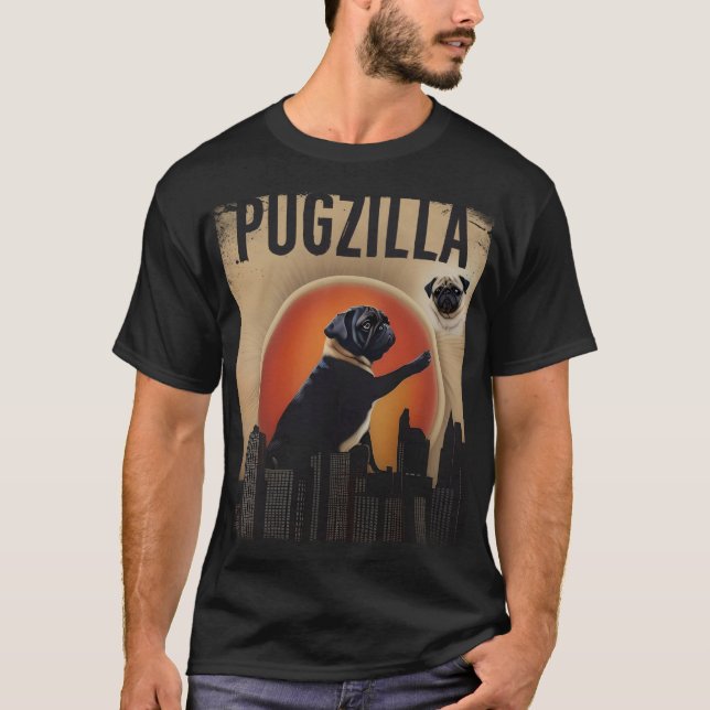 Funny Pug: Pugzilla  T-Shirt (Front)