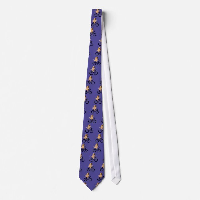 Funny Pug Puppy Dog Riding Bicycle Tie (Front)