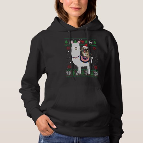 Funny Pug Riding Llama Christmas Gifts Pug Xmas ug Hoodie