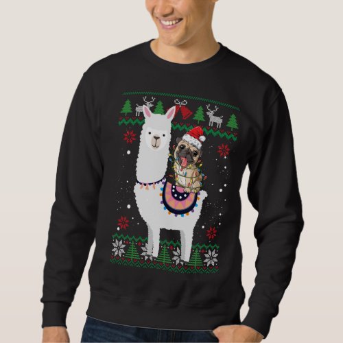 Funny Pug Riding Llama Christmas Gifts Pug Xmas ug Sweatshirt