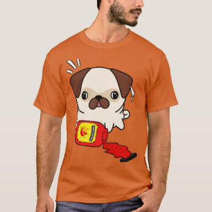 Funny Pug Spilled Hot Sauce T-Shirt