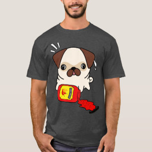 Funny Pug Spilled Hot Sauce T-Shirt