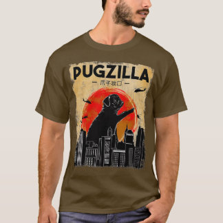 Funny Pug Tshirt Pugzilla Tshirt Funny Dog Pug