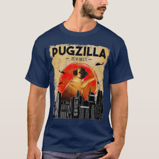 Funny Pug Tshirt Pugzilla Tshirt Funny Dog Puggiga