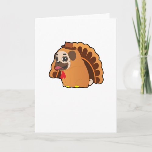 Funny Pug Turkey Funny Thanksgiving Dog Holiday Card