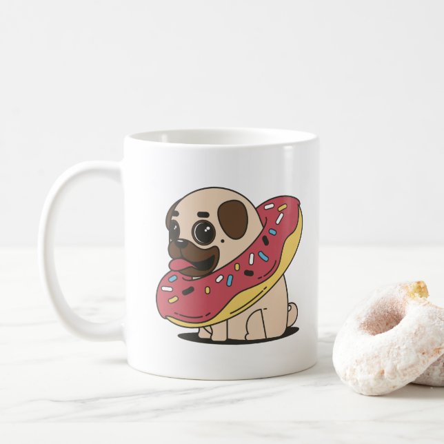 Funny pug with donut coffee mug (With Donut)