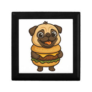 Funny pug with hamburger cheeseburger mythical cre gift box