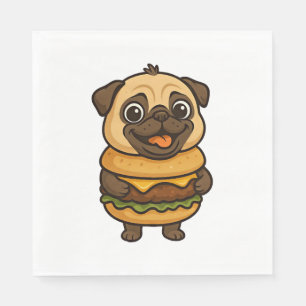 Funny pug with hamburger cheeseburger mythical cre napkins