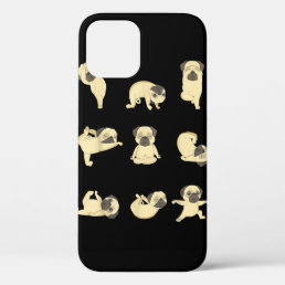 Funny Pug Yoga Positions T-Shirt iPhone 12 Case