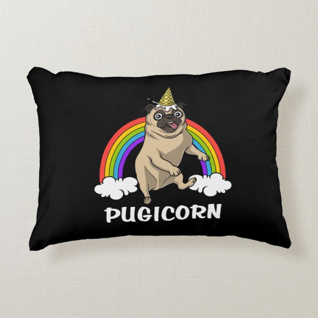 Funny Pugicorn Pug Dog Unicorn Cute Pet Accent Pillow (Front)