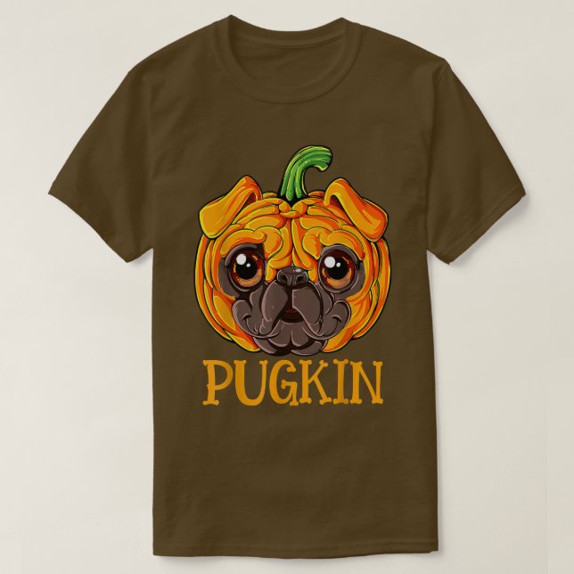Funny Pugkin Pug Halloween Thanksgiving Costume Pu T-Shirt (Design Front)