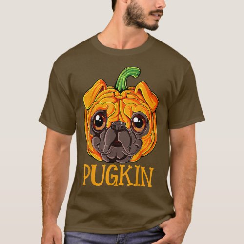 Funny Pugkin Pug Halloween Thanksgiving Costume Pu T_Shirt