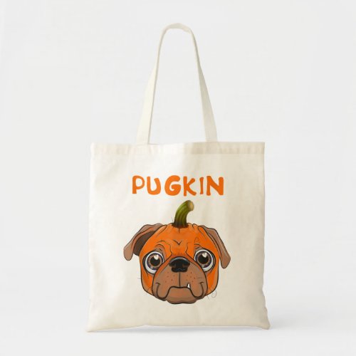 Funny Pugkin Pug Pumpkin Dog Lover Halloween Party Tote Bag