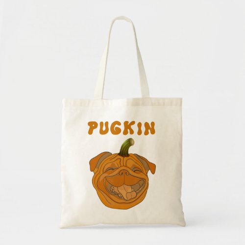 Funny Pugkin Pug Pumpkin Dog Lover Halloween Party Tote Bag