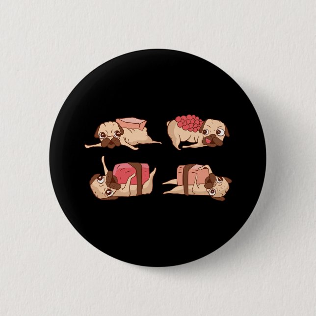 Funny Pugs Foodie Design Button (Front)