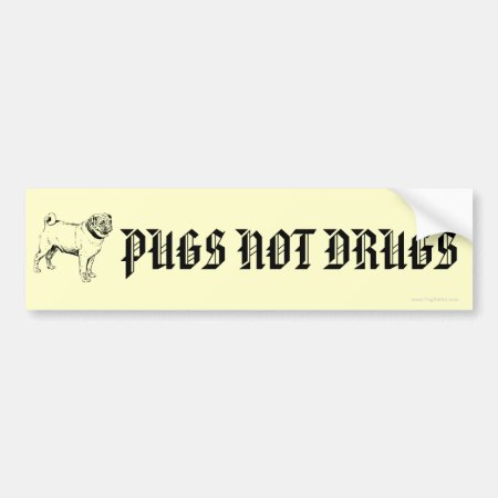 Funny Pugs Not Drugs Pug Dog Bumper Stickers