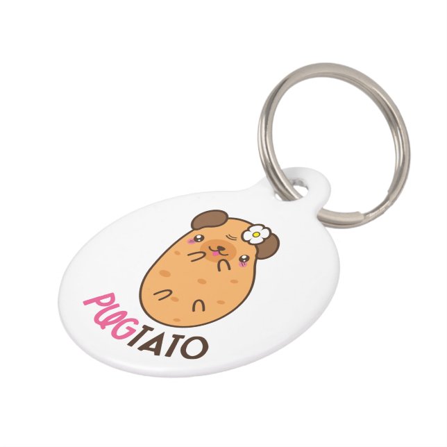 Funny Pugtato Pet ID Tag (Side)
