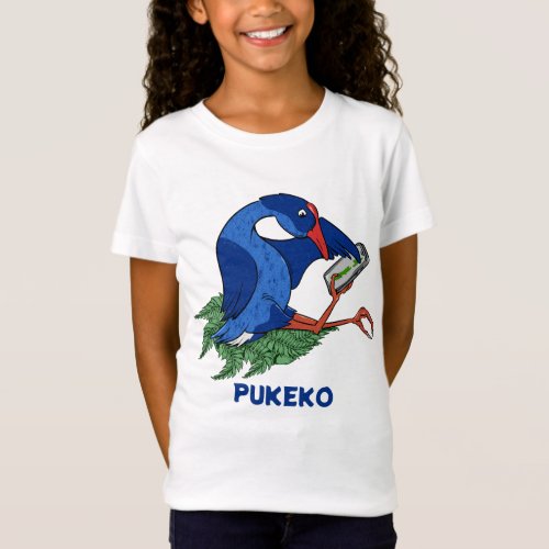 Funny Pukeko with mobile phone T_Shirt