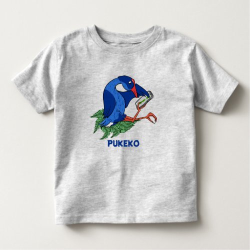 Funny Pukeko with mobile phone Toddler T_shirt