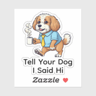 Funny Puli Dog Business Suit Coffee  Sticker