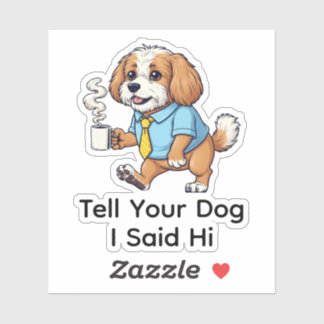 Funny Puli Dog Business Suit Coffee  Sticker