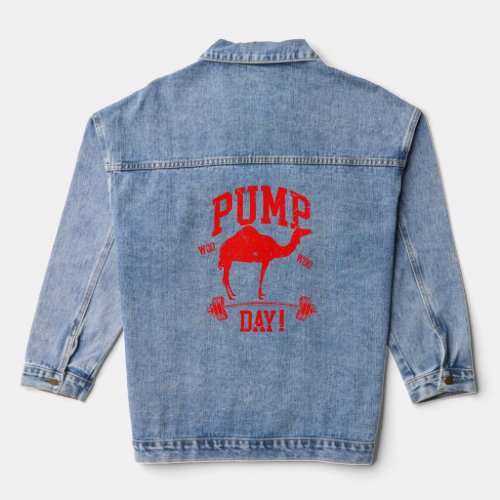 Funny Pump Day Hump Day Camel Weight Lifting Train Denim Jacket