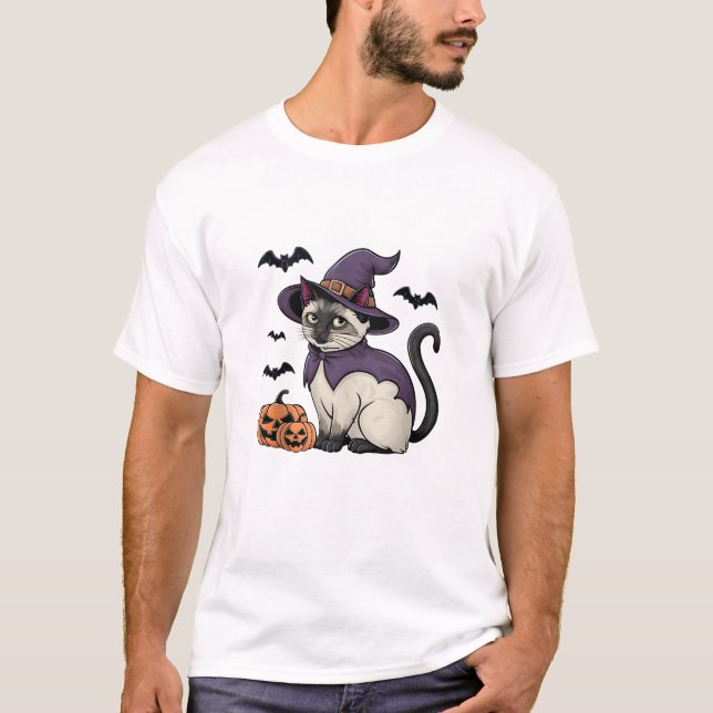 Funny Pumpkin Bat Witch Costume Cat Halloween Tank (Front)