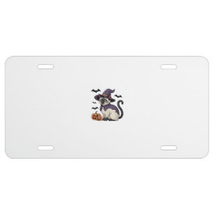 Funny Pumpkin Bat Witch Costume Cat Halloween Tank License Plate