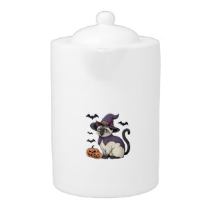 Funny Pumpkin Bat Witch Costume Cat Halloween Tank Teapot