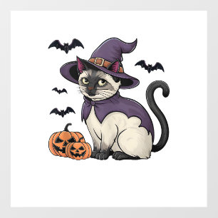 Funny Pumpkin Bat Witch Costume Cat Halloween Tank Wall Decal