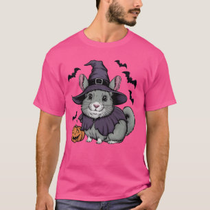Funny Pumpkin Bat Witch Costume Chinchilla Hallowe T-Shirt
