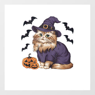 Funny Pumpkin Bat Witch Costume Persian Cat Hallow Wall Decal