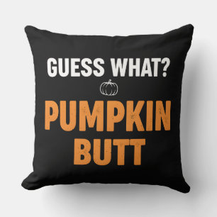 Funny Pumpkin Butt Halloween Design Throw Pillow