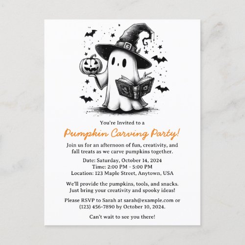  Funny Pumpkin Carving Invitation Postcard