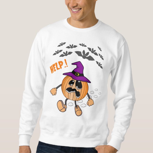 Funny Pumpkin escapes ghost bats Sweatshirt (Front)