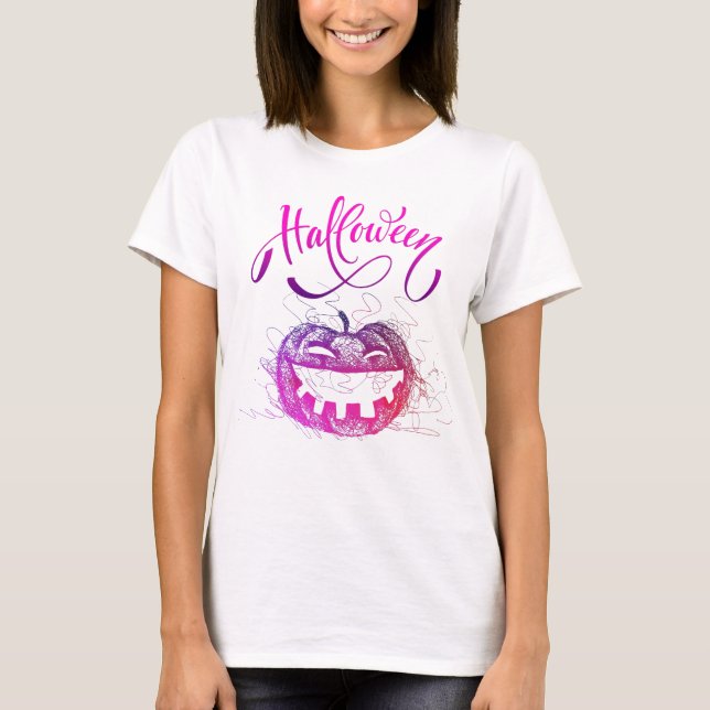 Funny Pumpkin Face For Women Costume  T-Shirt (Front)