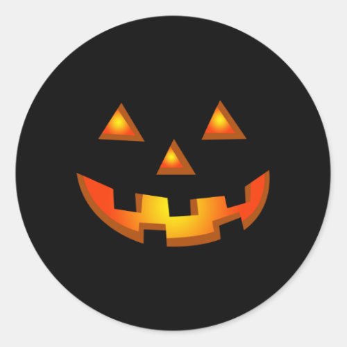 Funny Pumpkin Face Halloween Jack O Lantern Classic Round Sticker