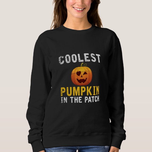 Funny Pumpkin Face  Halloween Pumpkin Sweatshirt (Front)