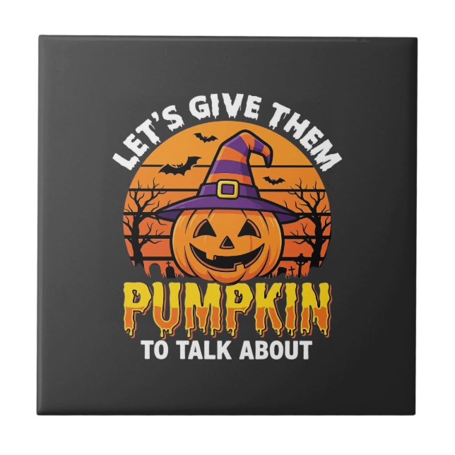 Funny Pumpkin Halloween Pun Design2 (1)_1 Ceramic Tile (Front)