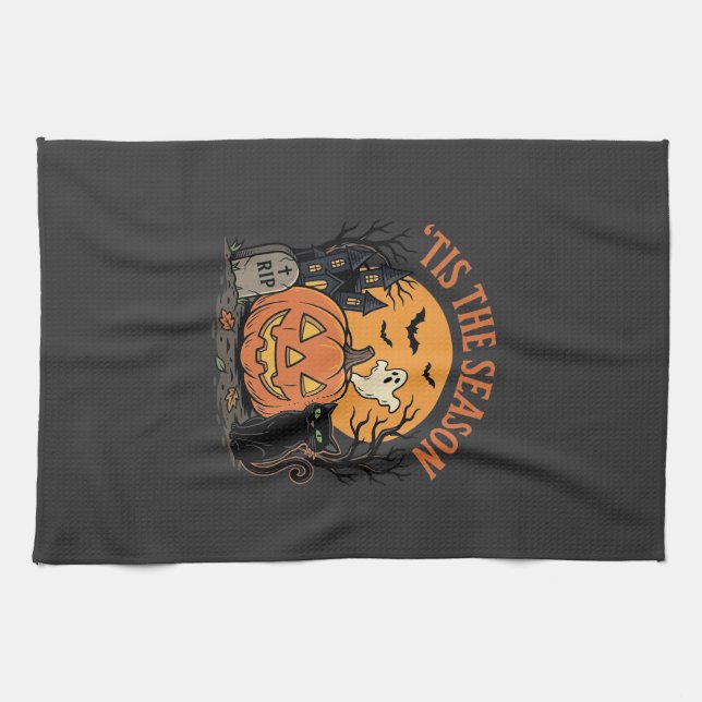 Funny Pumpkin Halloween Pun Design2 (2)_1 Kitchen Towel (Horizontal)